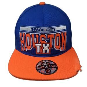 Icon Sports 5 Panel Blue Orange Houston Texas Space City Hat Snapback One Size